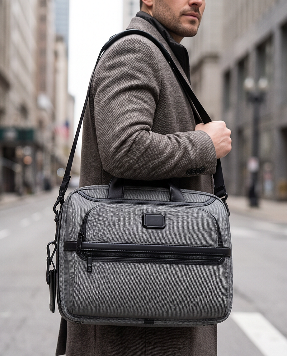 Q-ONYX Business Laptop Briefcase Bag – Ballistic Nylon & Leather Messenger Bag