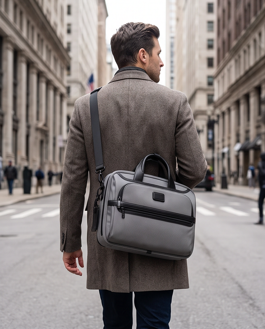 Q-ONYX Business Laptop Briefcase Bag – Ballistic Nylon & Leather Messenger Bag