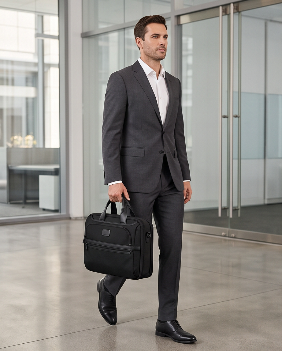 Q-ONYX Business Laptop Briefcase Bag – Ballistic Nylon & Leather Messenger Bag