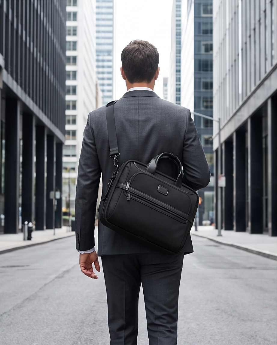 Q-ONYX Business Laptop Briefcase Bag – Ballistic Nylon & Leather Messenger Bag