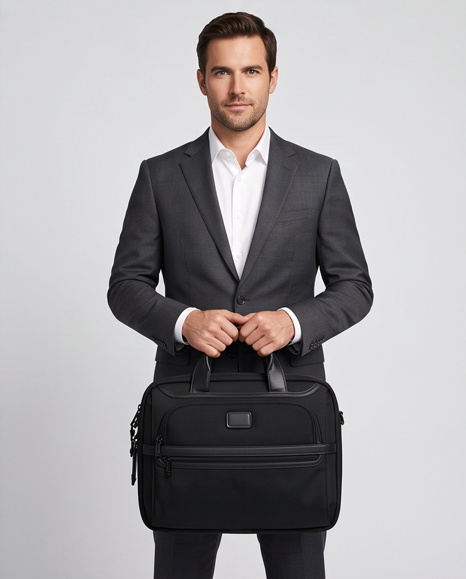 Q-ONYX Business Laptop Briefcase Bag – Ballistic Nylon & Leather Messenger Bag