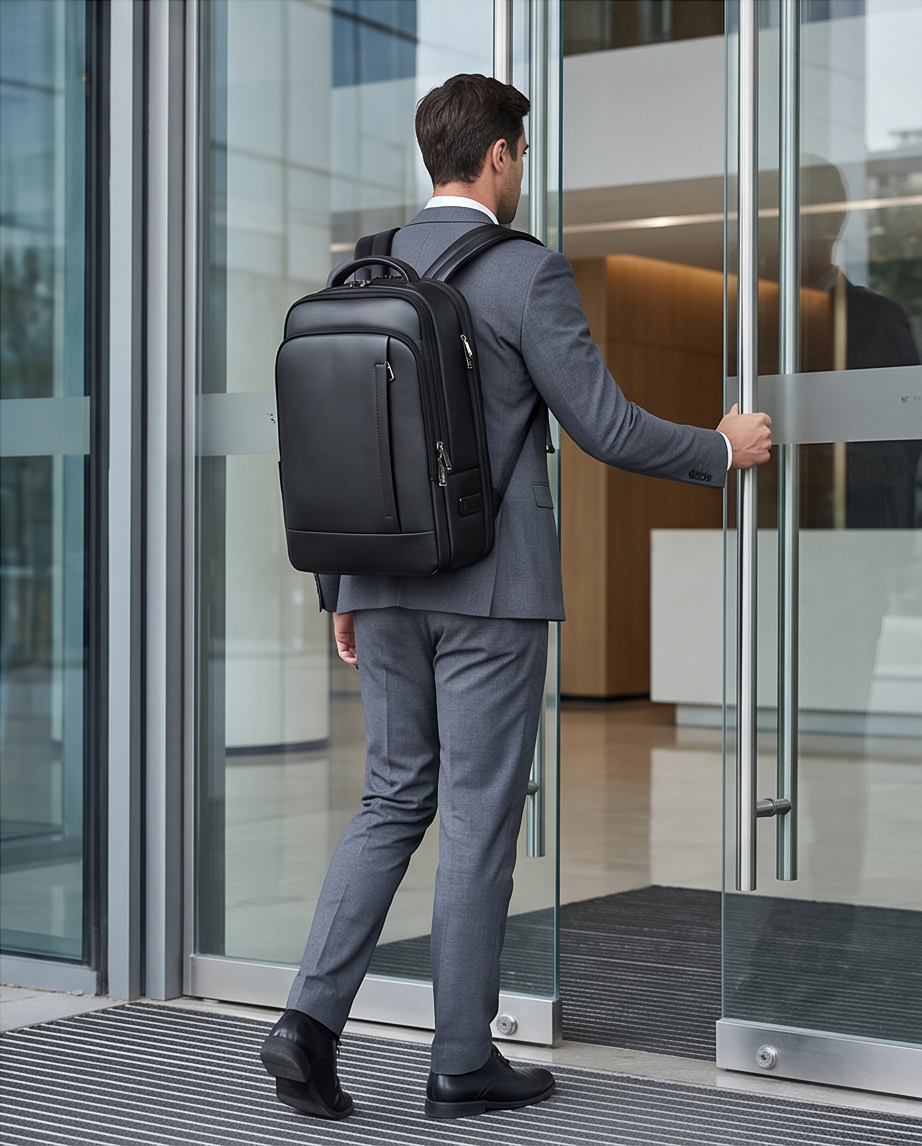 Q-ULTIMATE Genuine Leather Backpack – Anti-Theft, USB Charging & Laptop Compartment