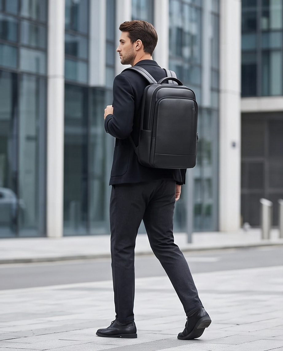 Q-ULTIMATE Genuine Leather Backpack – Anti-Theft, USB Charging & Laptop Compartment