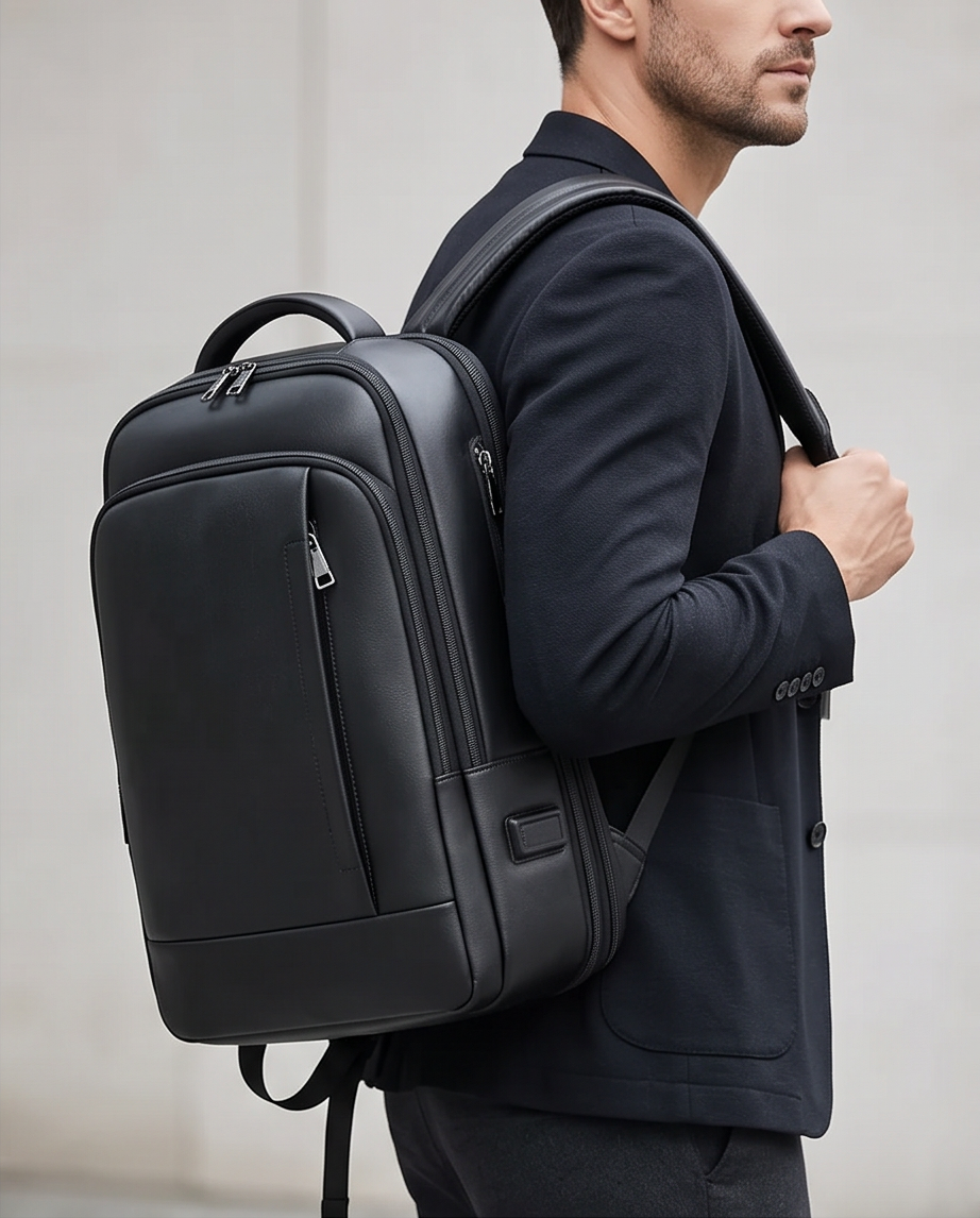 Q-ULTIMATE Genuine Leather Backpack – Anti-Theft, USB Charging & Laptop Compartment