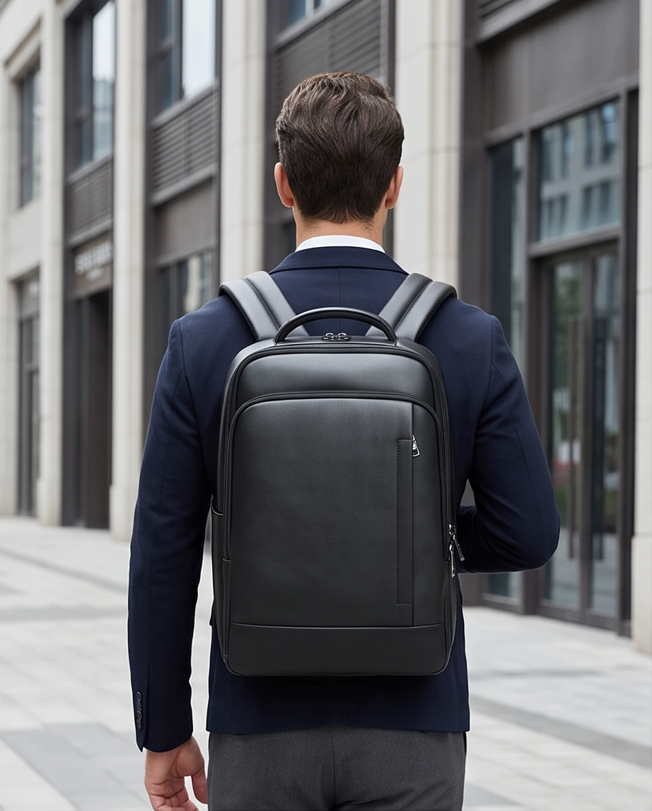 Q-ULTIMATE Genuine Leather Backpack – Anti-Theft, USB Charging & Laptop Compartment