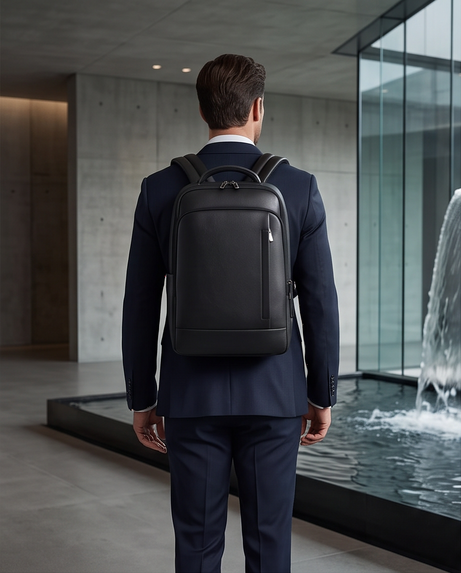 Q-ULTIMATE Genuine Leather Backpack – Anti-Theft, USB Charging & Laptop Compartment
