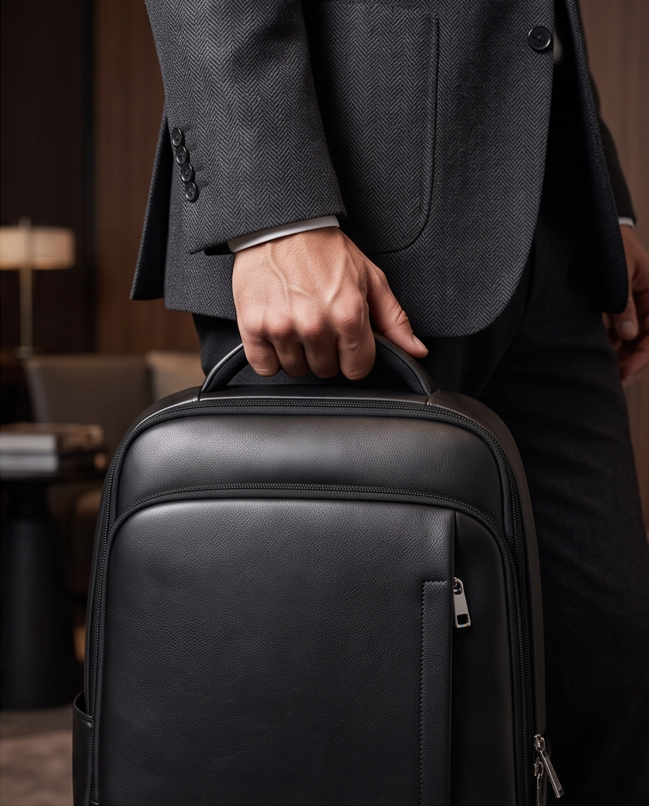 Q-ULTIMATE Genuine Leather Backpack – Anti-Theft, USB Charging & Laptop Compartment