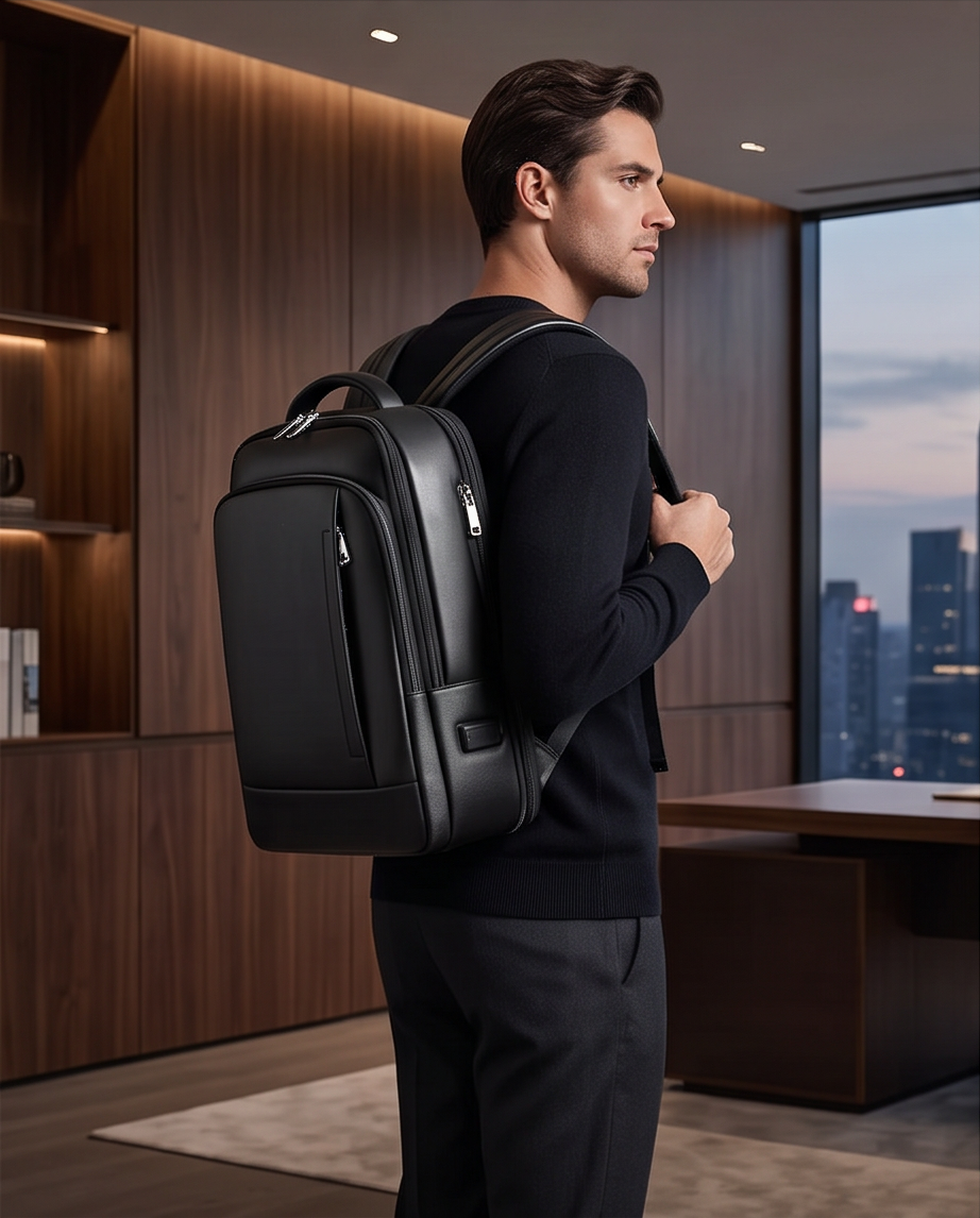 Q-ULTIMATE Genuine Leather Backpack – Anti-Theft, USB Charging & Laptop Compartment