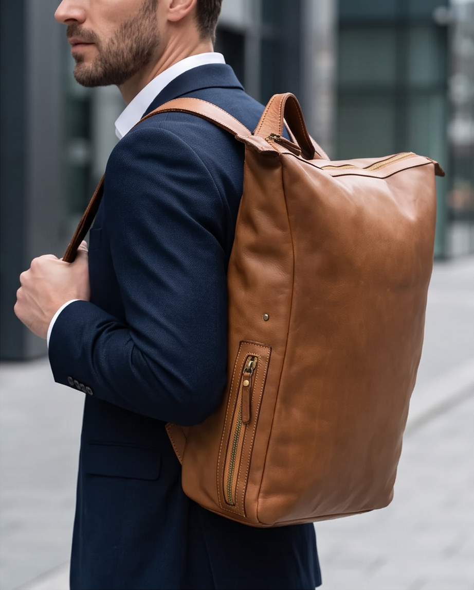 Q-CARGO Expandable Calfskin Leather Backpack – Italian Craft, Timeless Design