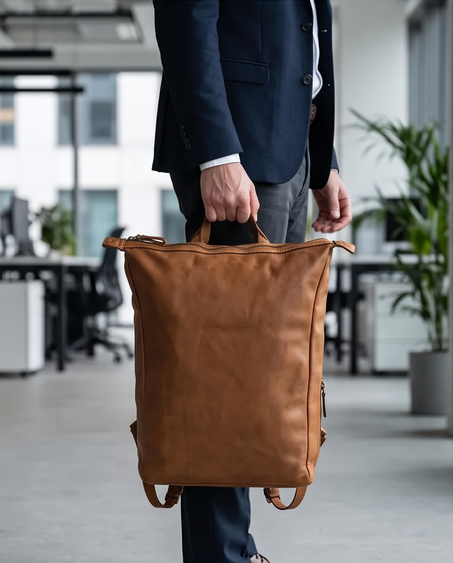 Q-CARGO Expandable Calfskin Leather Backpack – Italian Craft, Timeless Design