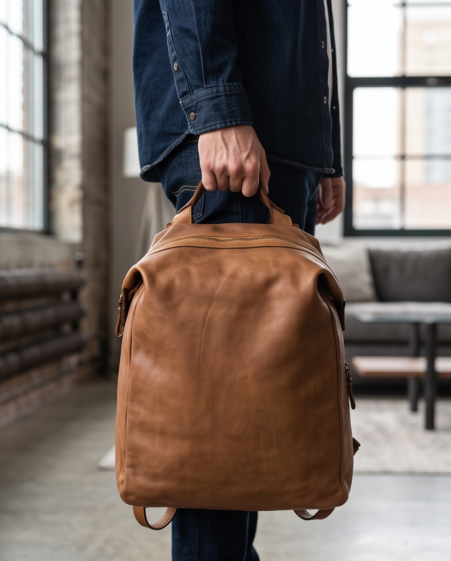 Q-CARGO Expandable Calfskin Leather Backpack – Italian Craft, Timeless Design