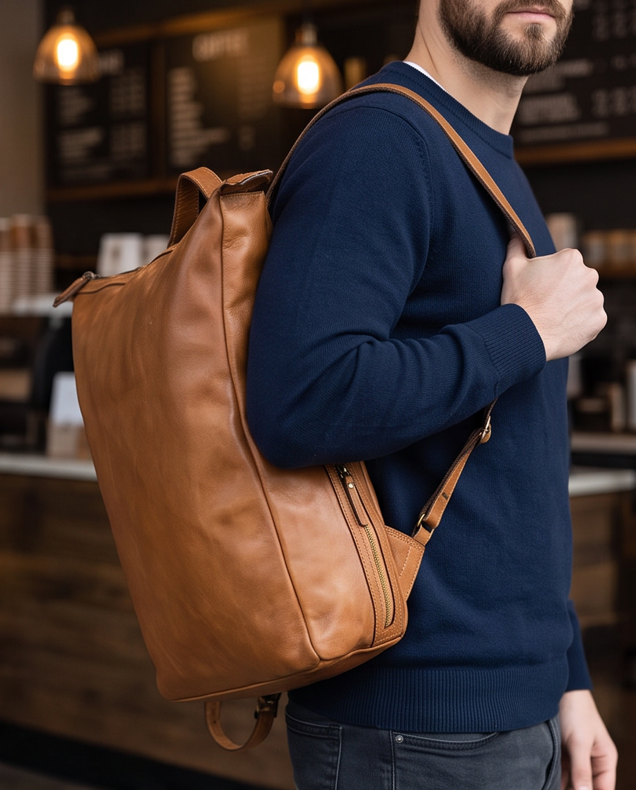Q-CARGO Expandable Calfskin Leather Backpack – Italian Craft, Timeless Design