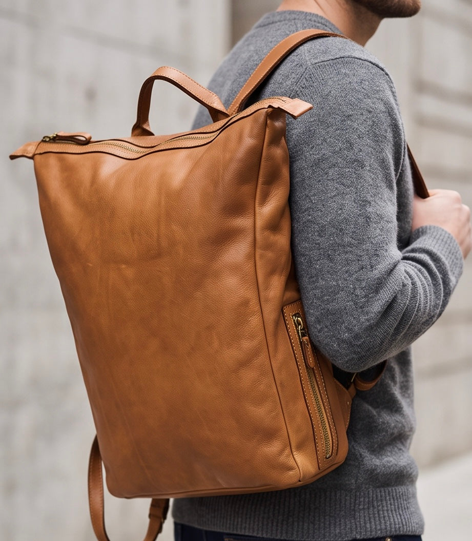 Q-CARGO Expandable Calfskin Leather Backpack – Italian Craft, Timeless Design