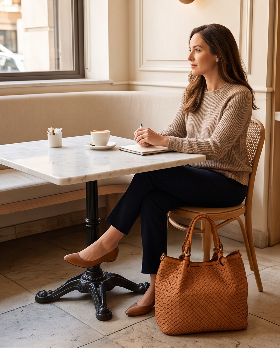 Q-SABLE Italian Leather Shopper Bag – Braided Detail & Full-Grain Calfskin