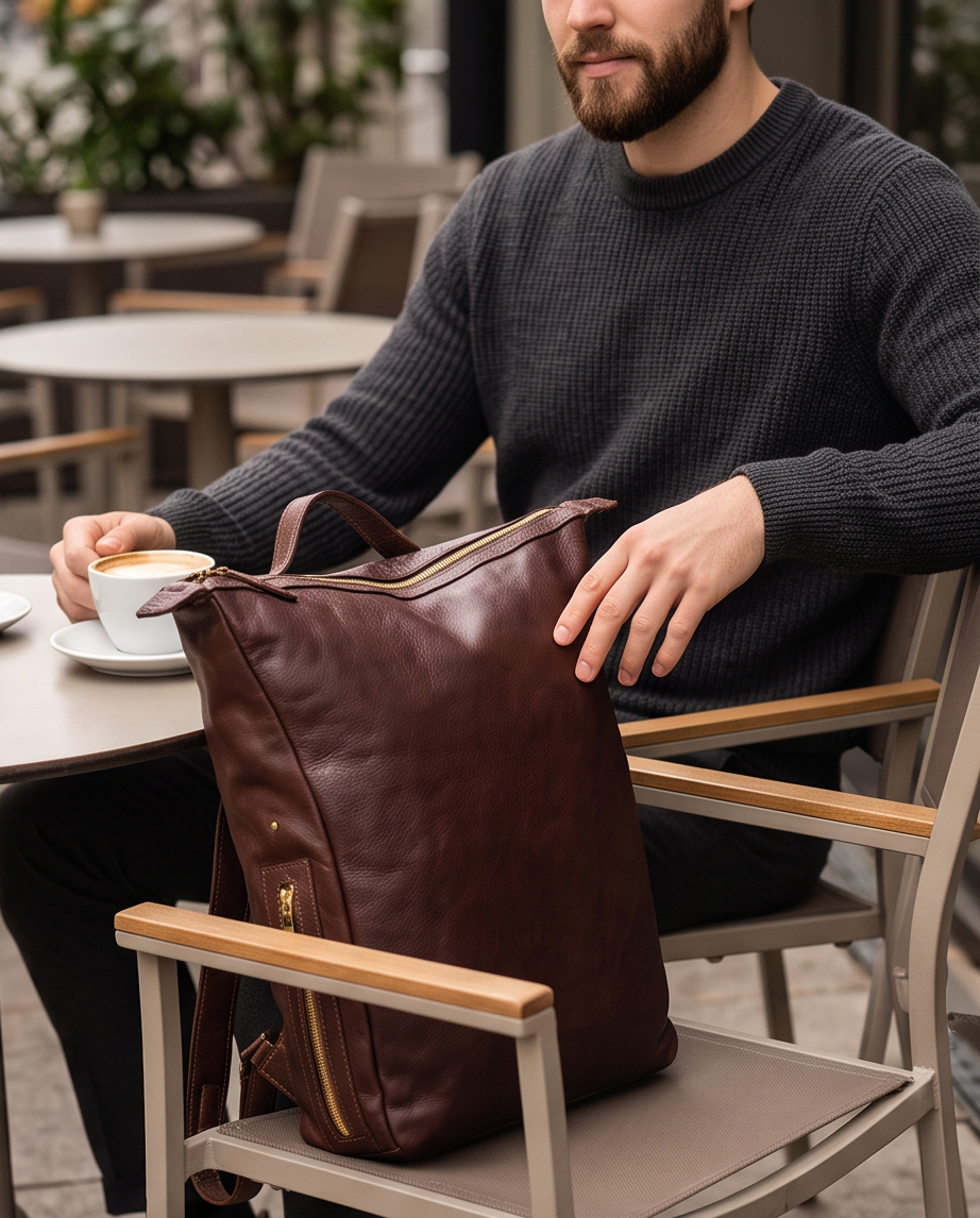 Q-CARGO Expandable Calfskin Leather Backpack – Italian Craft, Timeless Design