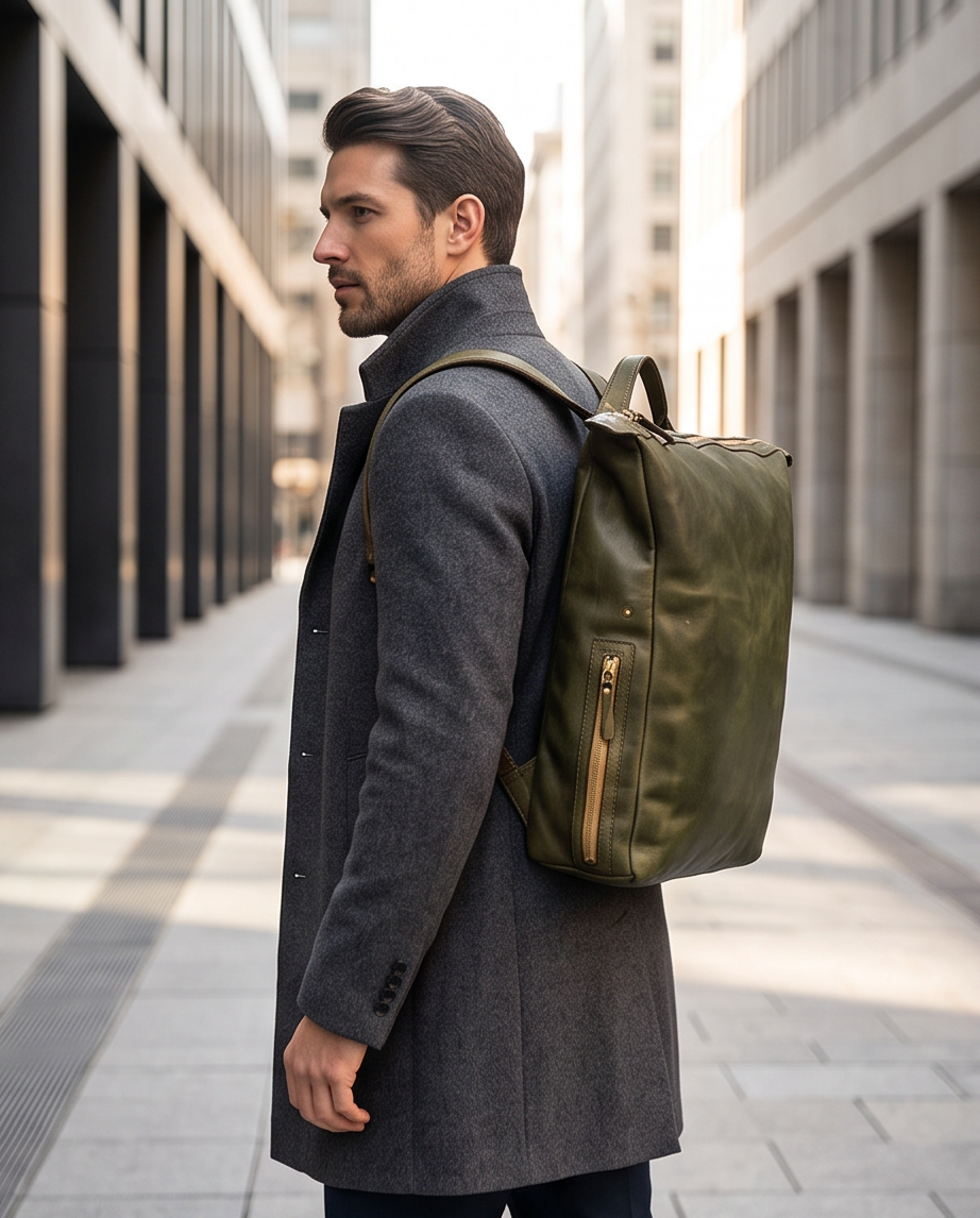 Q-CARGO Expandable Calfskin Leather Backpack – Italian Craft, Timeless Design