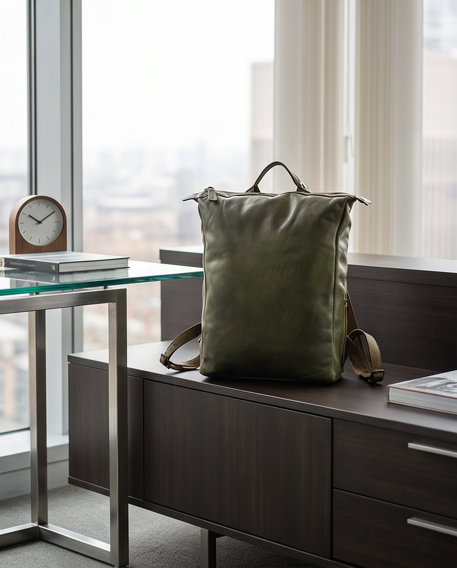 Q-CARGO Expandable Calfskin Leather Backpack – Italian Craft, Timeless Design
