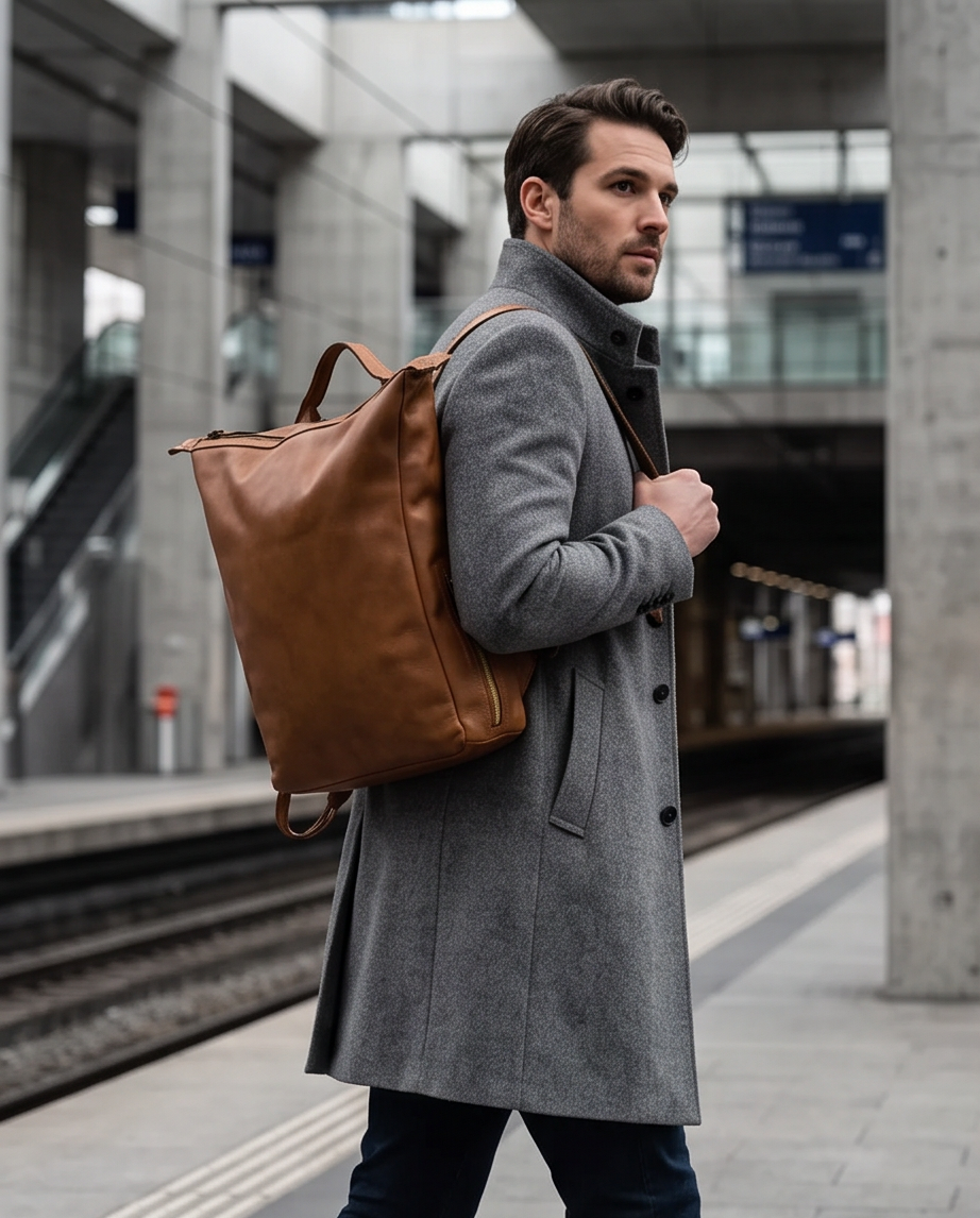 Q-CARGO Expandable Calfskin Leather Backpack – Italian Craft, Timeless Design