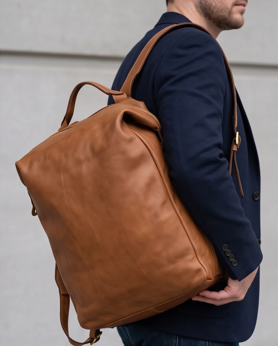 Q-CARGO Expandable Calfskin Leather Backpack – Italian Craft, Timeless Design