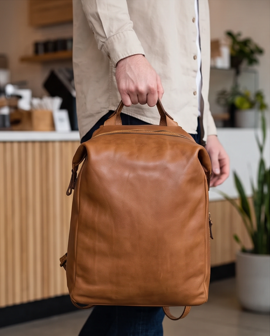 Q-CARGO Expandable Calfskin Leather Backpack – Italian Craft, Timeless Design