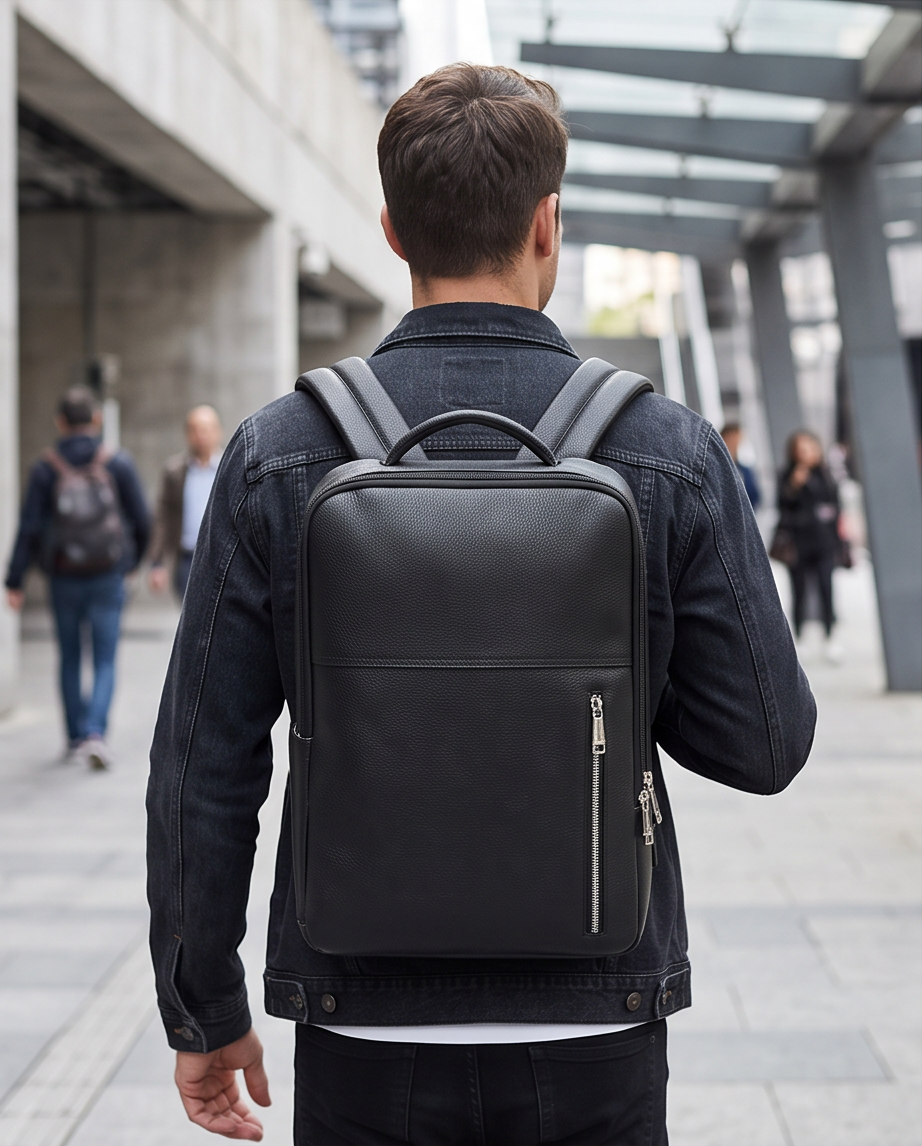 Q-ELITE Genuine Leather Backpack – Anti-Theft, USB Charging & TSA-Friendly