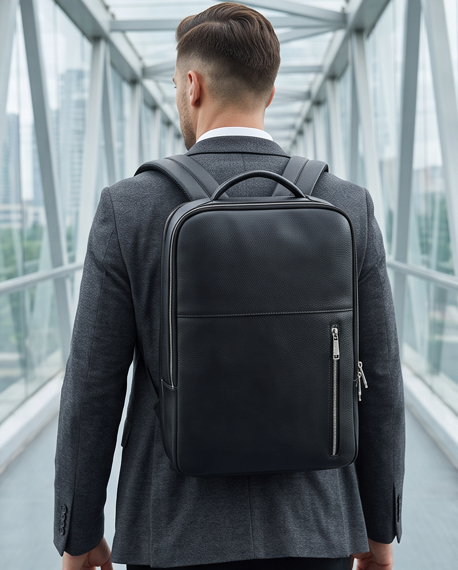 Q-ELITE Genuine Leather Backpack – Anti-Theft, USB Charging & TSA-Friendly