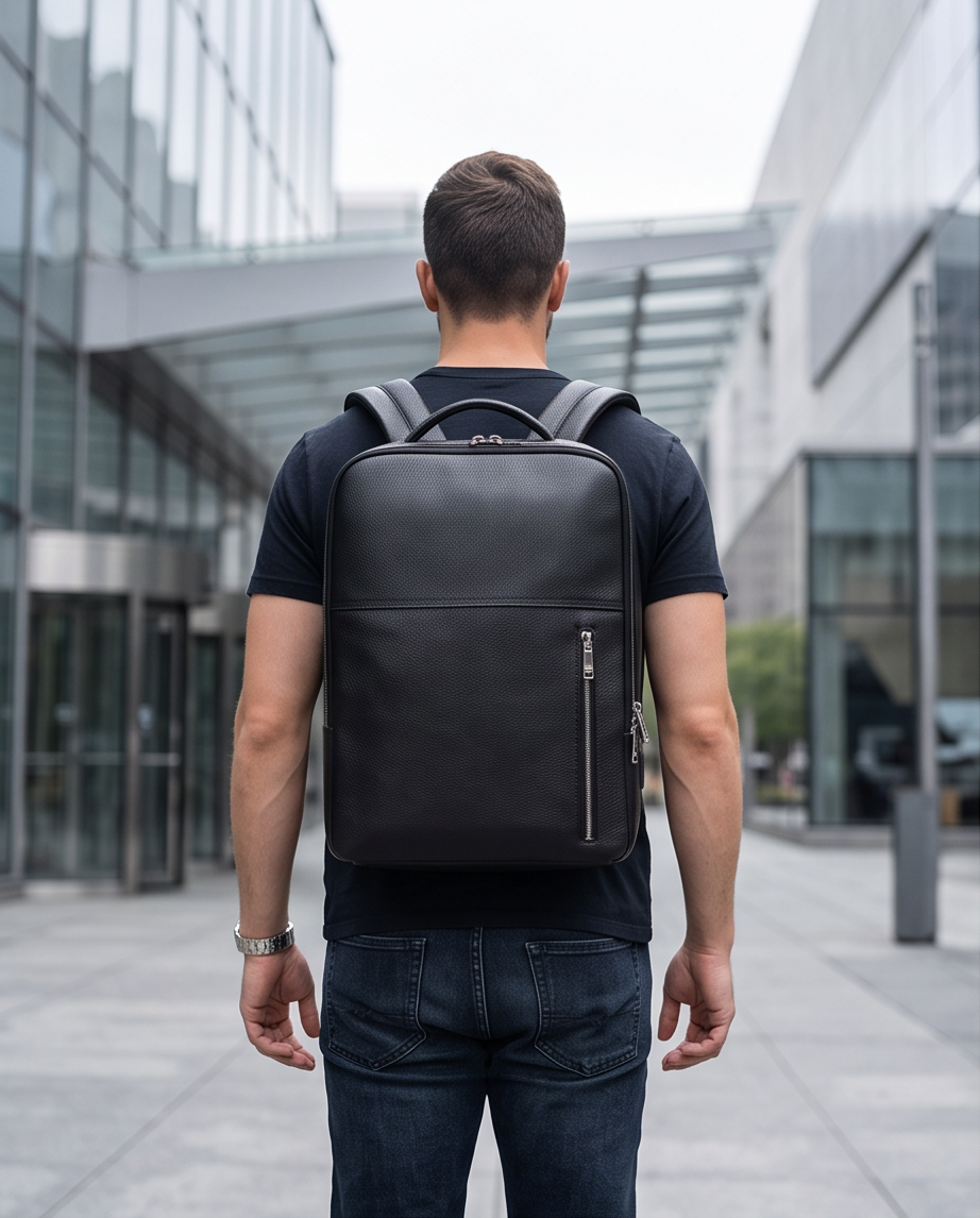 Q-ELITE Genuine Leather Backpack – Anti-Theft, USB Charging & TSA-Friendly