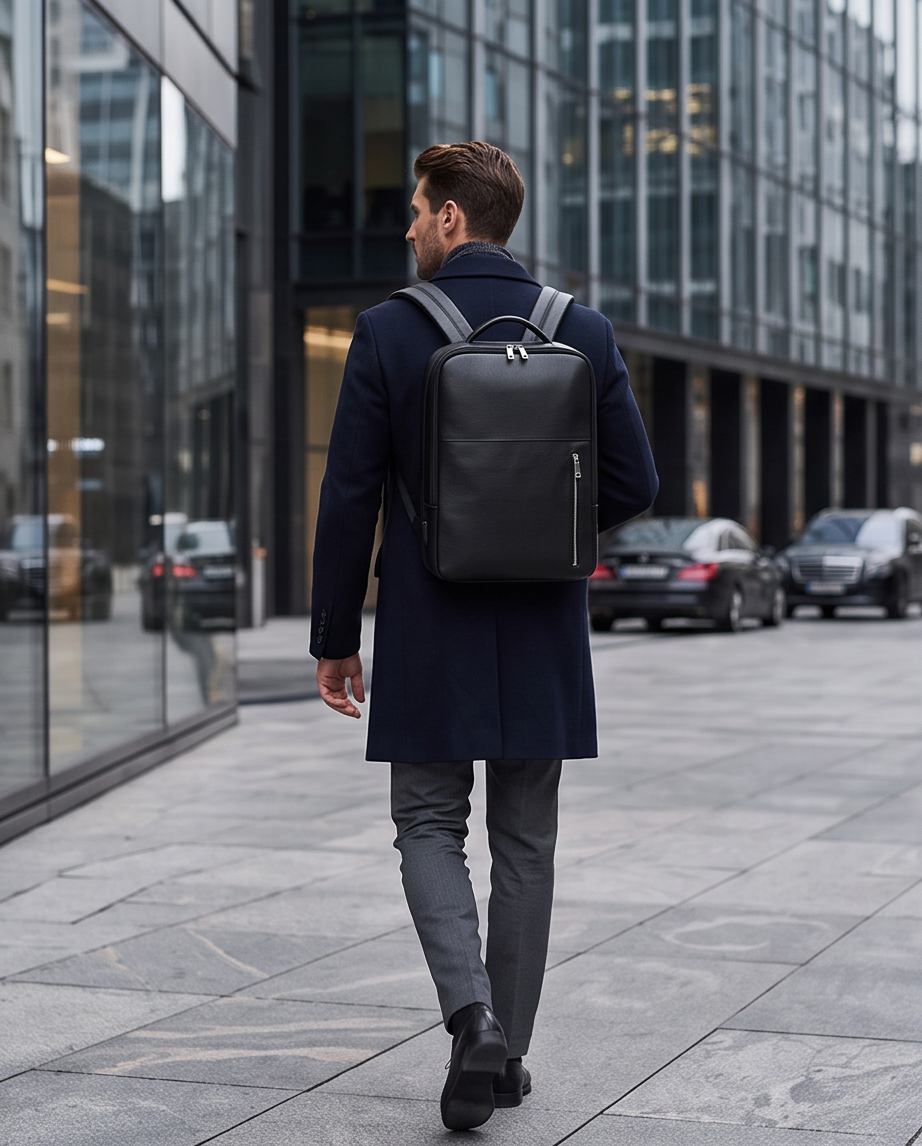 Q-ELITE Genuine Leather Backpack – Anti-Theft, USB Charging & TSA-Friendly