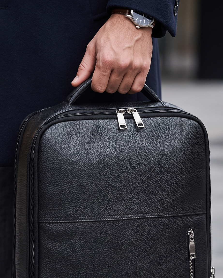 Q-ELITE Genuine Leather Backpack – Anti-Theft, USB Charging & TSA-Friendly