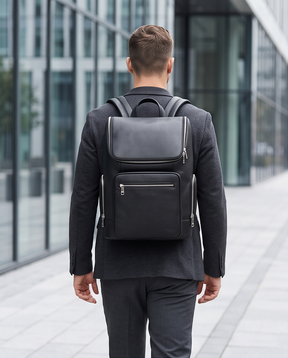 Q-ALFA-EAGLE Genuine Cowhide Leather Laptop Backpack – Large Capacity & Breathable Back Support