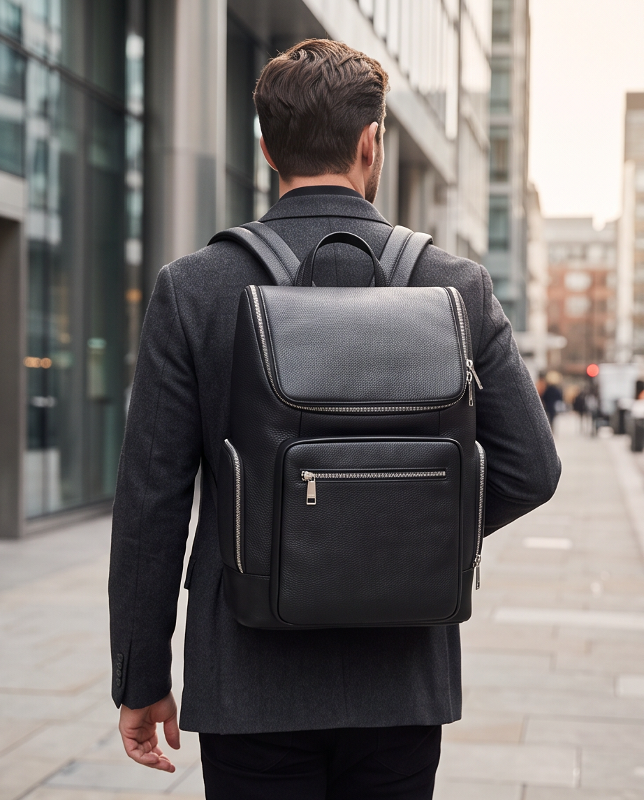 Q-ALFA-EAGLE Genuine Cowhide Leather Laptop Backpack – Large Capacity & Breathable Back Support