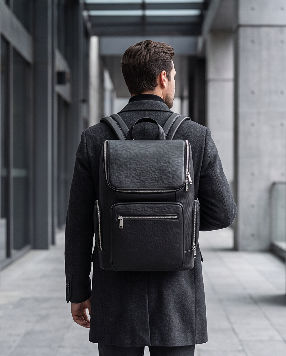 Q-ALFA-EAGLE Genuine Cowhide Leather Laptop Backpack – Large Capacity & Breathable Back Support