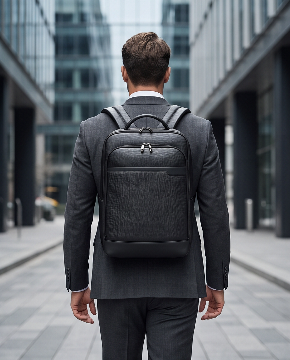 Q-HUNTER Genuine Leather Backpack – Anti-Theft, USB Charging, TSA Lay-Flat & Credit Card Pockets