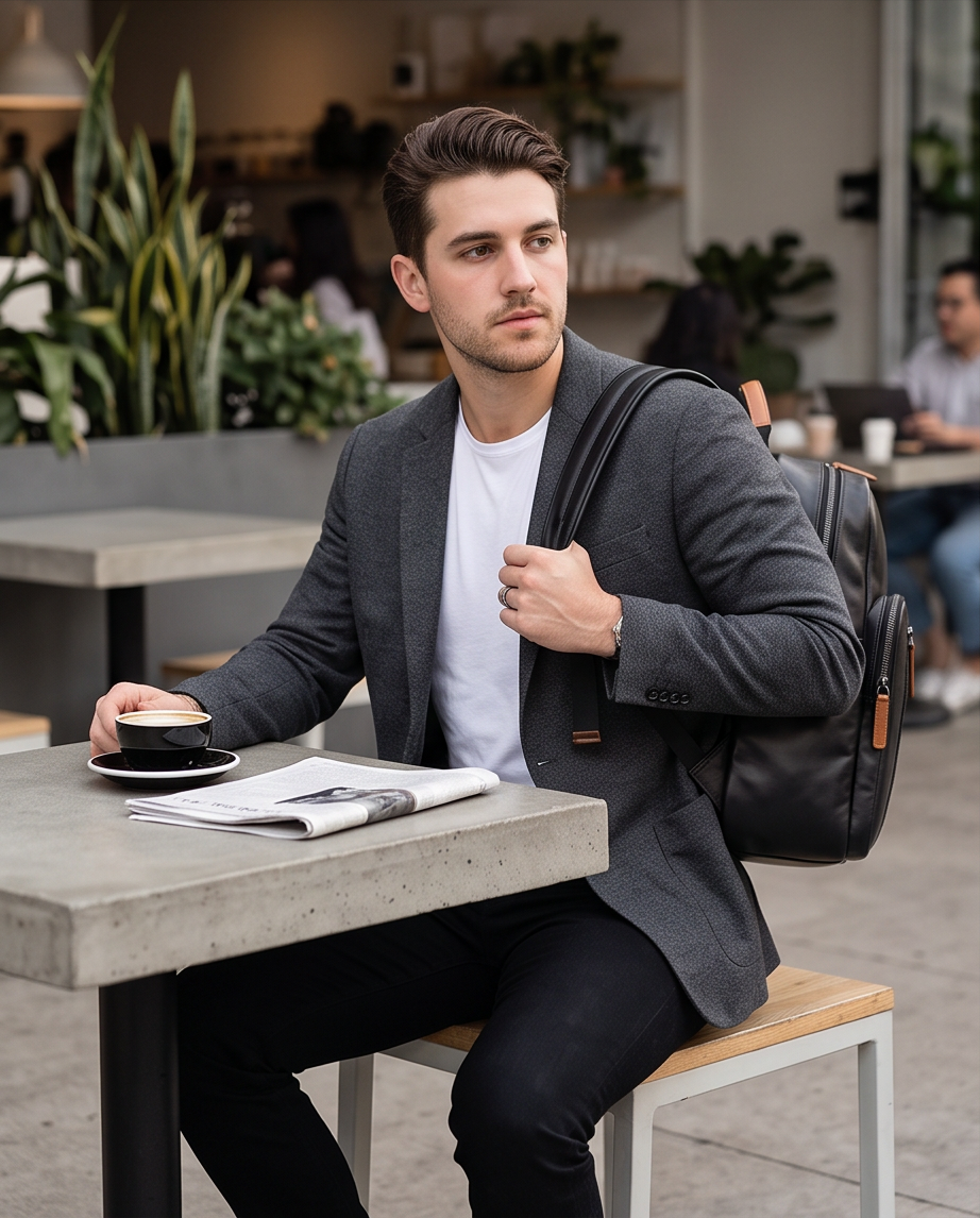 Q-FORZON Full Grain Leather Laptop Backpack – Breathable, Water-Resistant & Patina-Developing