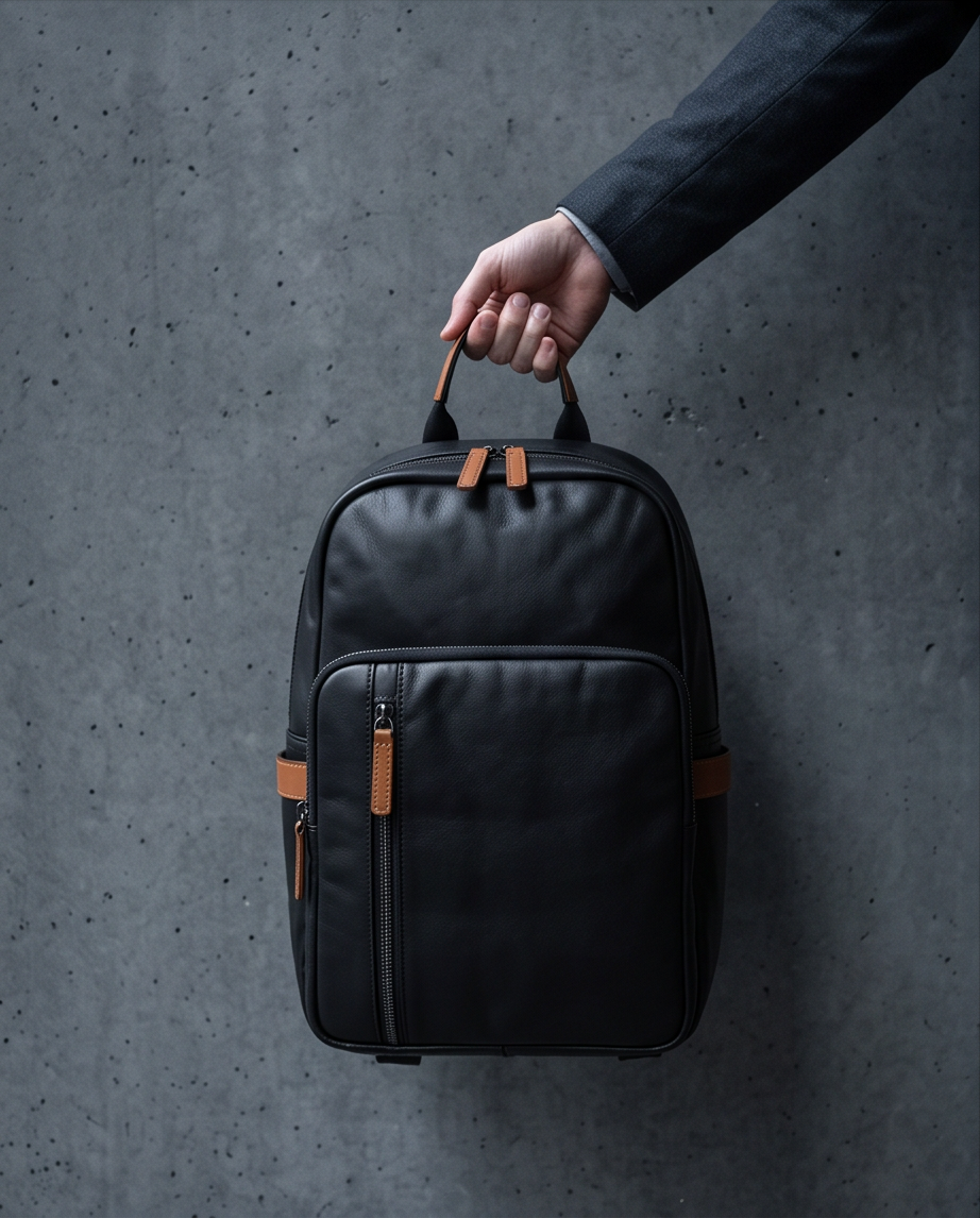 Q-FORZON Full Grain Leather Laptop Backpack – Breathable, Water-Resistant & Patina-Developing