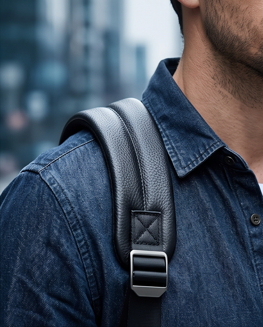 Q-RIDER Expandable Genuine Leather Backpack – Anti-Theft, USB Charging & TSA Lay-Flat