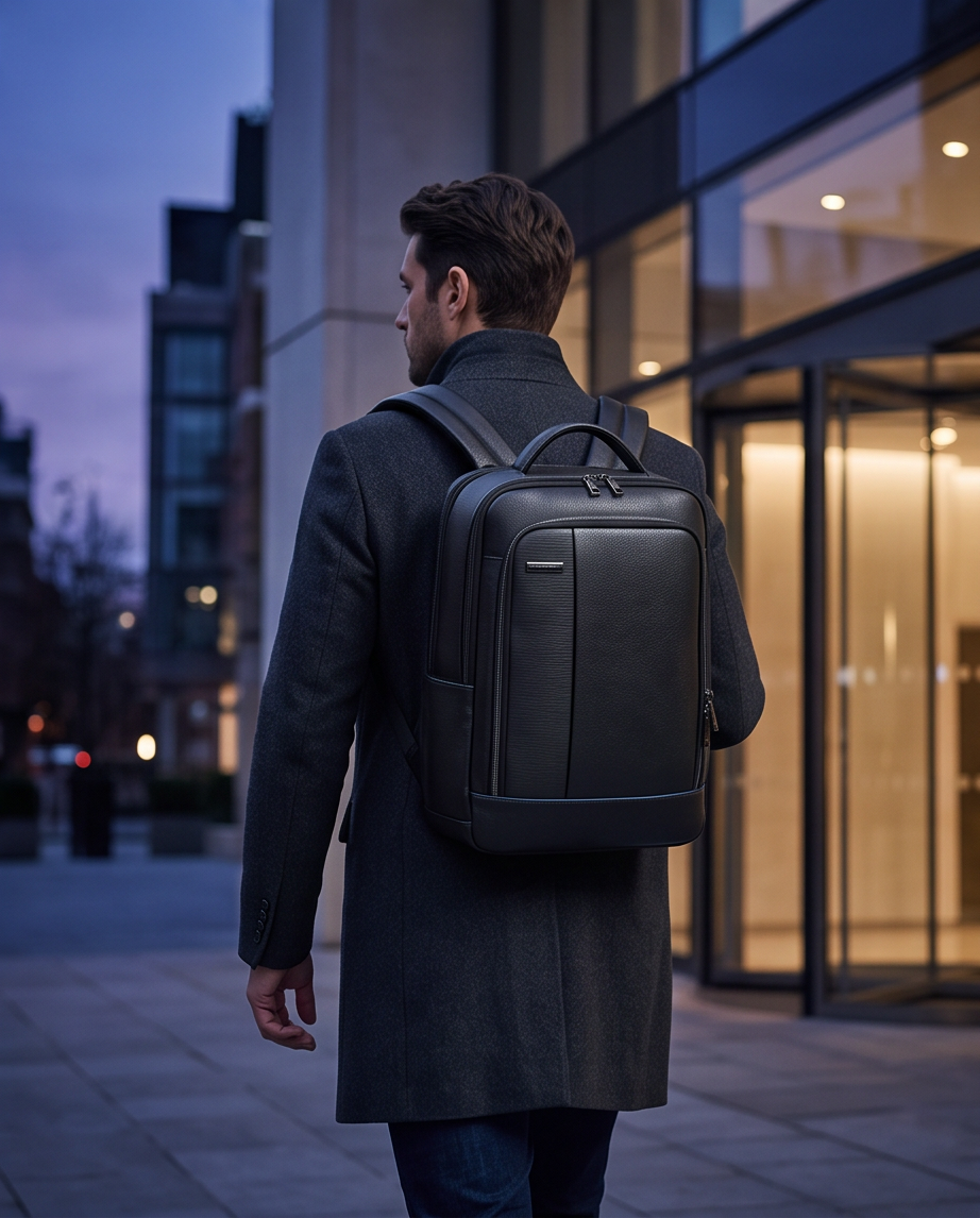 Q-RIDER Expandable Genuine Leather Backpack – Anti-Theft, USB Charging & TSA Lay-Flat