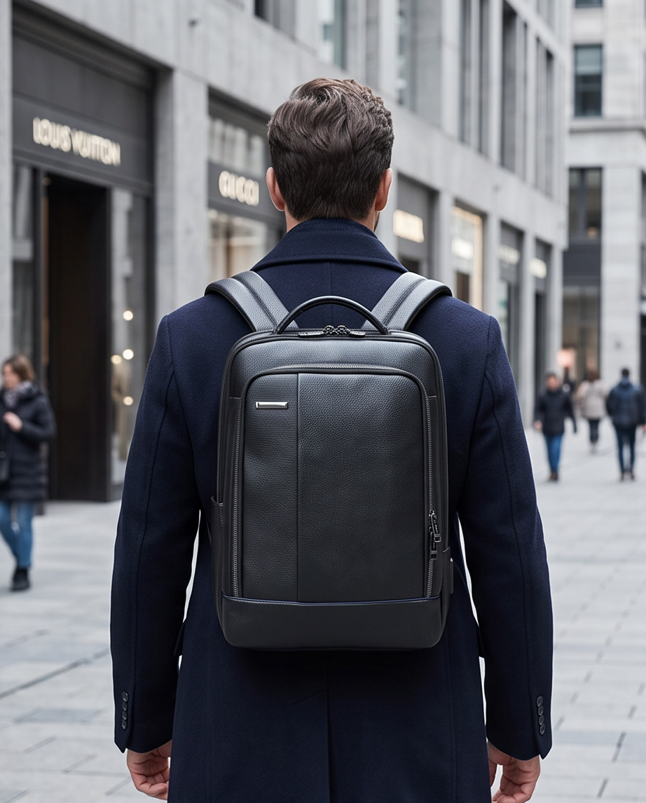 Q-RIDER Expandable Genuine Leather Backpack – Anti-Theft, USB Charging & TSA Lay-Flat