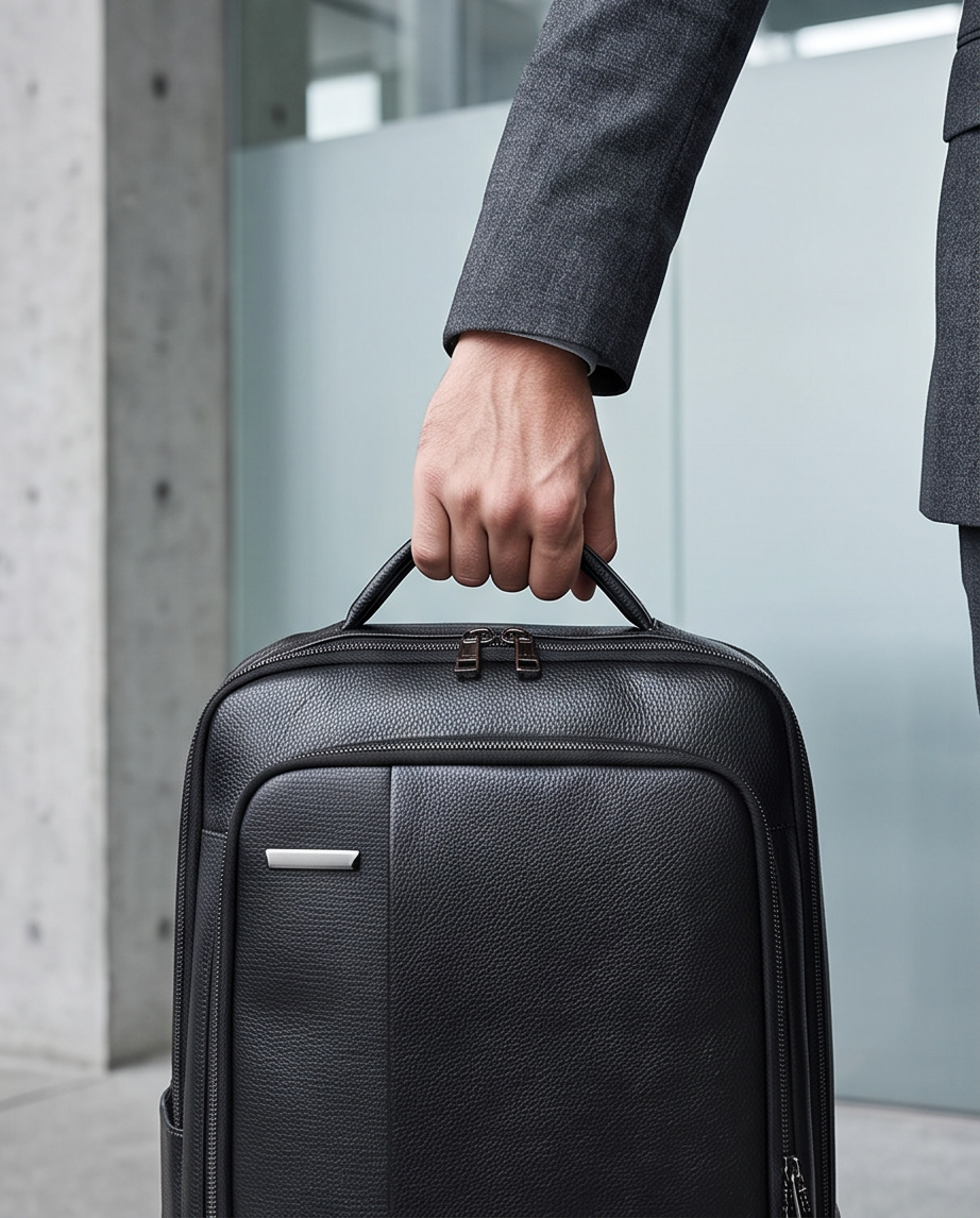 Q-RIDER Expandable Genuine Leather Backpack – Anti-Theft, USB Charging & TSA Lay-Flat