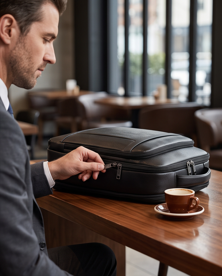 Q-TORPEDO Genuine Leather Backpack – Anti-Theft, USB Charging, TSA Lay-Flat & Slim Profile