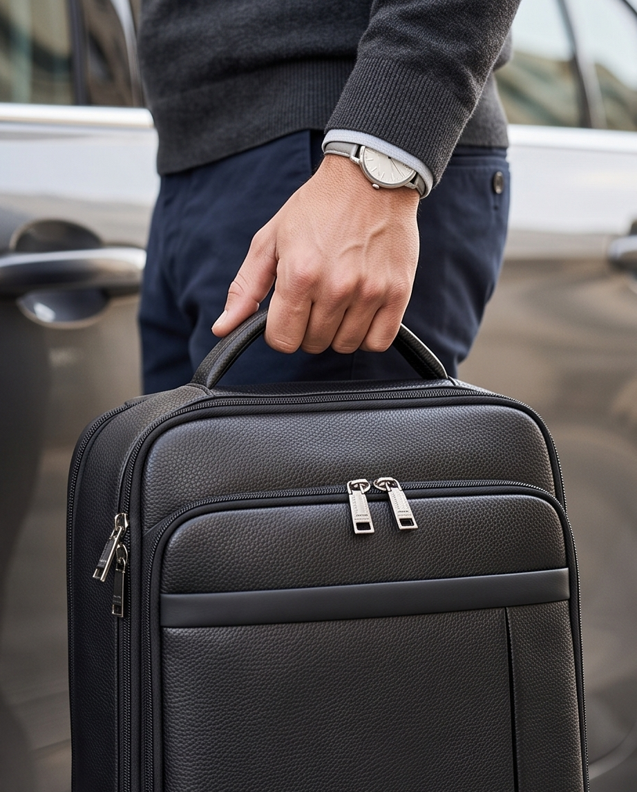 Q-TORPEDO Genuine Leather Backpack – Anti-Theft, USB Charging, TSA Lay-Flat & Slim Profile