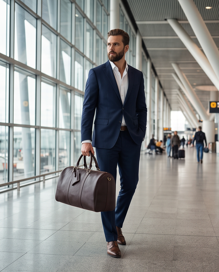 Q-TRAVEL Crazy Horse Leather Duffel Bag – Water-Resistant, Patina-Developing & Large Capacity