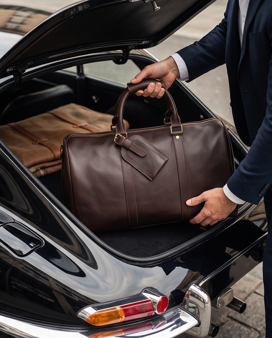 Q-TRAVEL Crazy Horse Leather Duffel Bag – Water-Resistant, Patina-Developing & Large Capacity