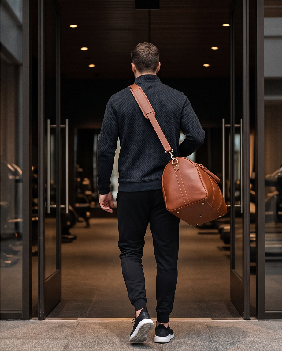 Q-TRAVEL Crazy Horse Leather Duffel Bag – Water-Resistant, Patina-Developing & Large Capacity