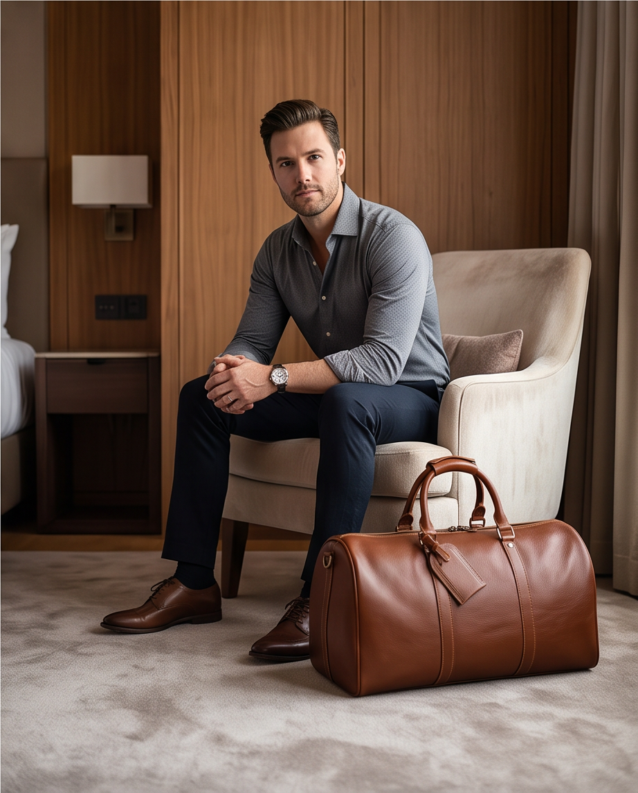 Q-TRAVEL Crazy Horse Leather Duffel Bag – Water-Resistant, Patina-Developing & Large Capacity