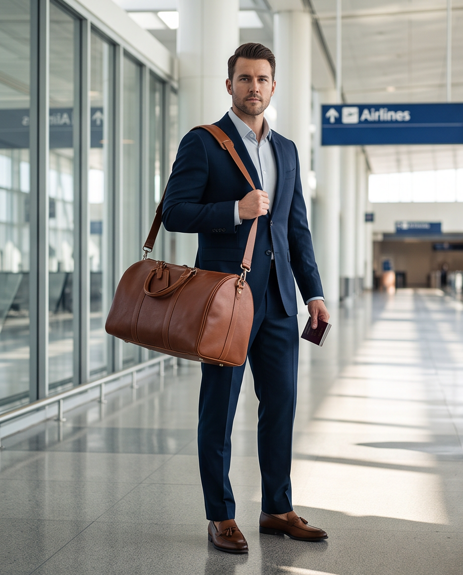 Q-TRAVEL Crazy Horse Leather Duffel Bag – Water-Resistant, Patina-Developing & Large Capacity