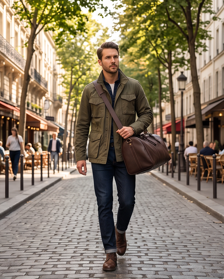 Q-TRAVEL Crazy Horse Leather Duffel Bag – Water-Resistant, Patina-Developing & Large Capacity