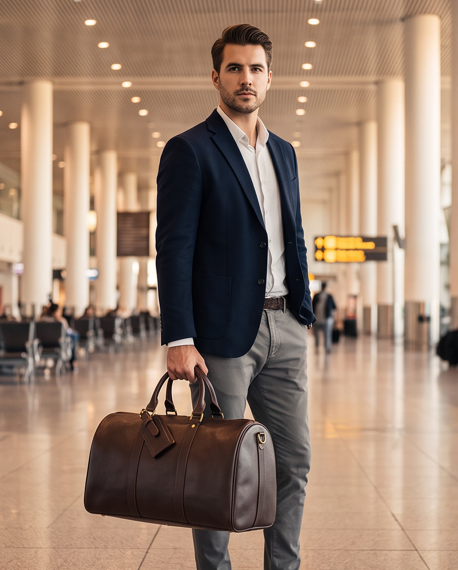 Q-TRAVEL Crazy Horse Leather Duffel Bag – Water-Resistant, Patina-Developing & Large Capacity