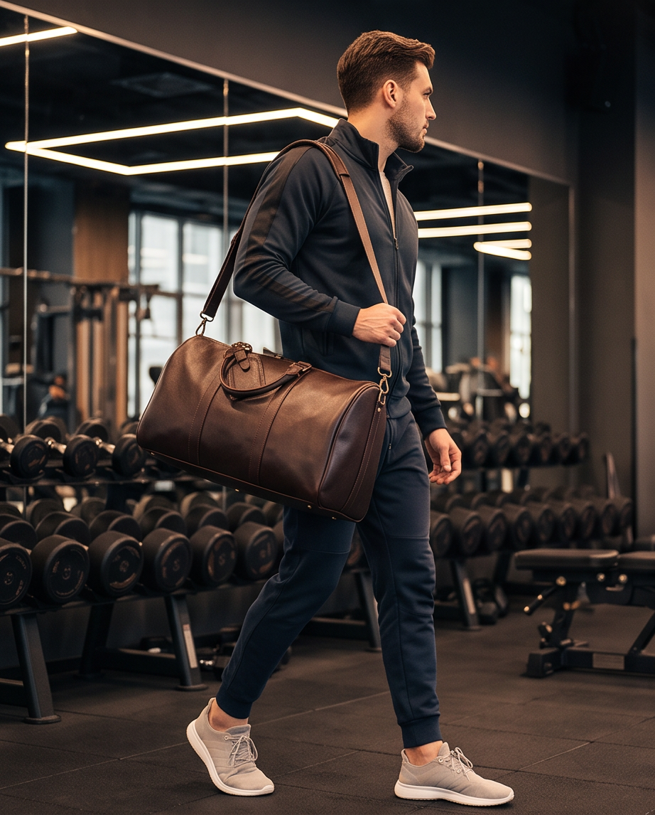 Q-TRAVEL Crazy Horse Leather Duffel Bag – Water-Resistant, Patina-Developing & Large Capacity