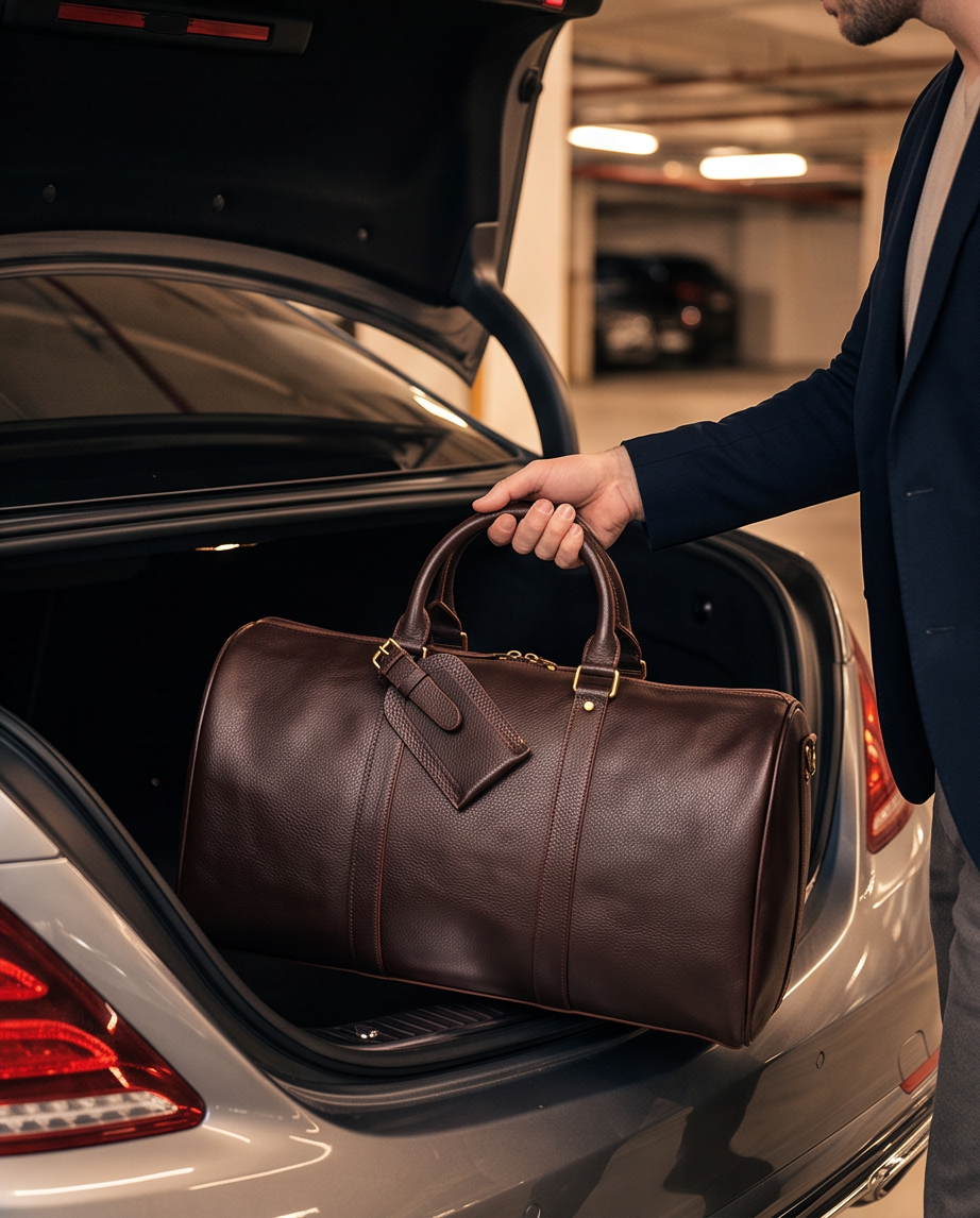Q-TRAVEL Crazy Horse Leather Duffel Bag – Water-Resistant, Patina-Developing & Large Capacity